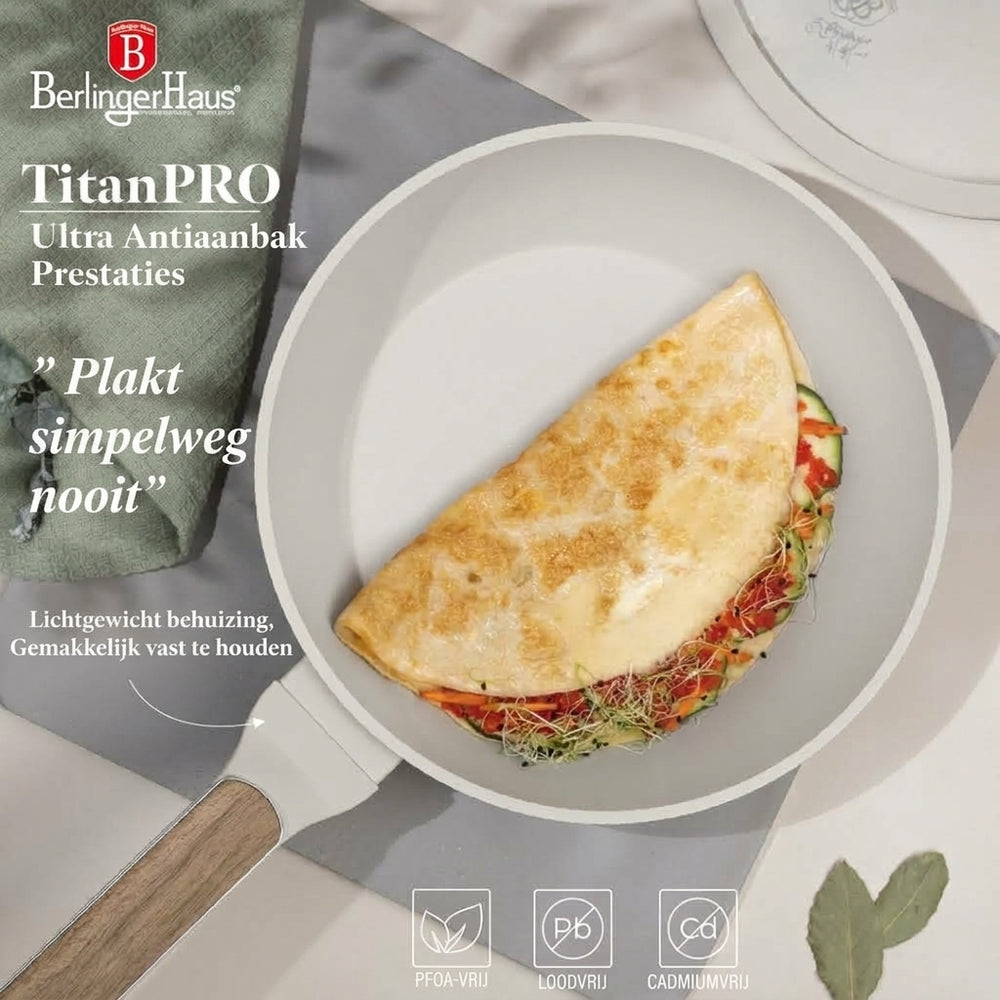 BerlingerHaus Topfset Nordic Mat Crème 7-Teilig - Kochtopf ø 20, 24, 28 cm & Bratpfanne ø 20, 24 cm - geeignet für alle Wärmequellen