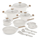 BerlingerHaus Topfset Nordic Matt Crème 11-Teilig - Kochtopf ø 20, 24, 28 cm, Bratpfanne ø 24, 28 cm & Stielkasserolle ø 16 cm - geeignet für alle Wärmequellen