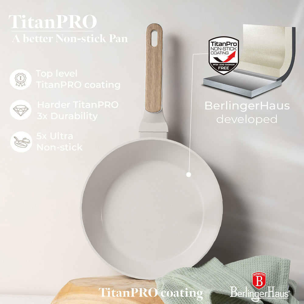 BerlingerHaus Topfset Nordic Matt Crème 11-Teilig - Kochtopf ø 20, 24, 28 cm, Bratpfanne ø 24, 28 cm & Stielkasserolle ø 16 cm - geeignet für alle Wärmequellen