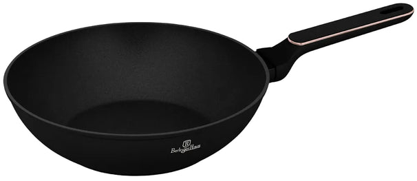 BerlingerHaus Wokpfanne Schwarz Roségold ø 28 cm - geeignet für alle Wärmequellen - Standard Antihaftbeschichtung