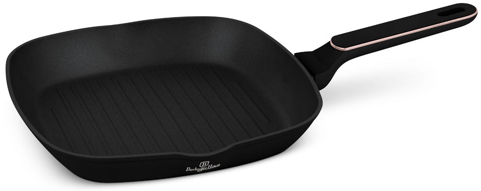 BerlingerHaus Grillpfanne Schwarz Roségold 28 x 28 cm - geeignet für alle Wärmequellen - Standard Antihaftbeschichtung