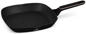 BerlingerHaus Grillpfanne Schwarz Roségold 28 x 28 cm - geeignet für alle Wärmequellen - Standard Antihaftbeschichtung