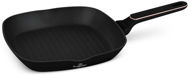 BerlingerHaus Grillpfanne Schwarz Roségold 28 x 28 cm - geeignet für alle Wärmequellen - Standard Antihaftbeschichtung