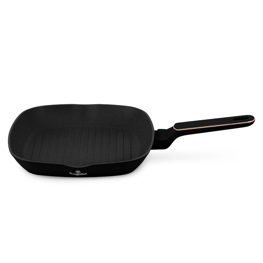 BerlingerHaus Grillpfanne Schwarz Roségold 28 x 28 cm - geeignet für alle Wärmequellen - Standard Antihaftbeschichtung