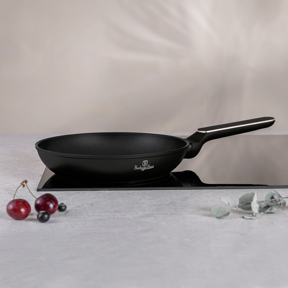 BerlingerHaus Bratpfannenset Schwarz Roségold 3-Teilig - ø 20, 24 & 28 cm - geeignet für alle Wärmequellen - Standard Antihaftbeschichtung