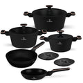 BerlingerHaus Topfset Schwarz Roségold 7-Teilig - Kochtopf ø 20, 24, 28 cm & Bratpfanne ø 20, 24 cm - geeignet für alle Wärmequellen