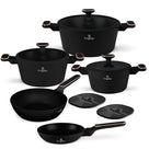 BerlingerHaus Topfset Schwarz Roségold 7-Teilig - Kochtopf ø 20, 24, 28 cm & Bratpfanne ø 20, 24 cm - geeignet für alle Wärmequellen