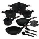 BerlingerHaus Topfset Schwarz Roségold 11-Teilig - Kochtopf ø 20, 24, 28 cm, Bratpfanne ø 24, 28 cm & Stielkasserolle ø 16 cm - geeignet für alle Wärmequellen