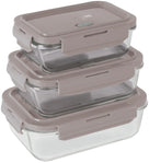 BerlingerHaus Glas Frischhaltedosen Taupe - 3-teilig - 570 ml, 840 ml & 1,18 Liter