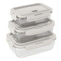 BerlingerHaus Glas Frischhaltedosen Matt Creme - 3-teilig - 570 ml, 840 ml & 1,18 Liter