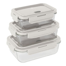 BerlingerHaus Glas Frischhaltedosen Matt Creme - 3-teilig - 570 ml, 840 ml & 1,18 Liter