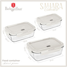 BerlingerHaus Glas Frischhaltedosen Matt Creme - 3-teilig - 570 ml, 840 ml & 1,18 Liter