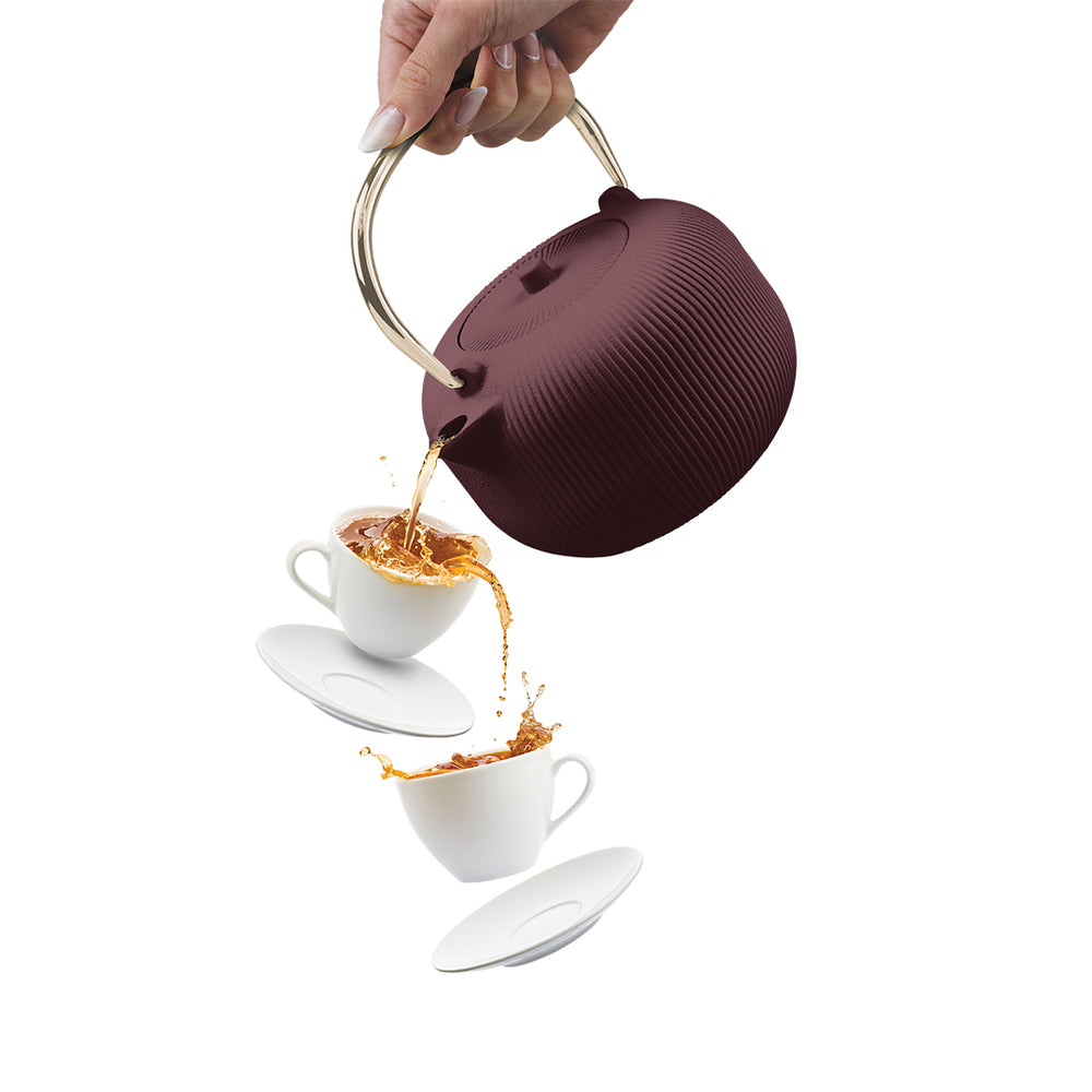 BerlingerHaus Teekanne mit Edelstahlfilter - Gusseisen Matt Bordeaux - 1 Liter