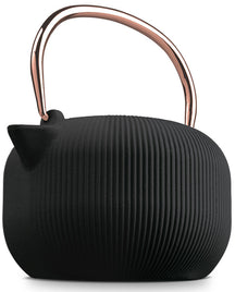 BerlingerHaus Teekanne mit Edelstahlfilter - Gusseisen Schwarz Roségold - 1 Liter