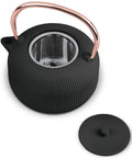 BerlingerHaus Teekanne mit Edelstahlfilter - Gusseisen Schwarz Roségold - 1 Liter