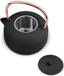 BerlingerHaus Teekanne mit Edelstahlfilter - Gusseisen Schwarz Roségold - 1 Liter
