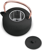 BerlingerHaus Teekanne mit Edelstahlfilter - Gusseisen Schwarz Roségold - 1 Liter