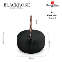 BerlingerHaus Teekanne mit Edelstahlfilter - Gusseisen Schwarz Roségold - 1 Liter