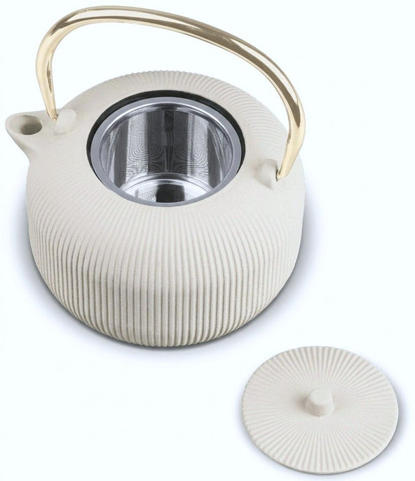 Berlinger Haus Teekanne mit Edelstahlfilter - Gusseisen Matt Creme - 1 Liter