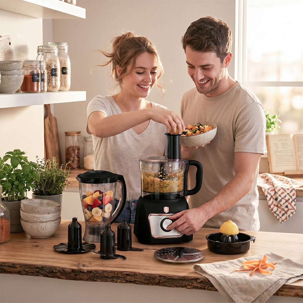 BerlingerHaus Küchenmaschine / Foodprocessor 8-in-1 Schwarz Roségold - 500W