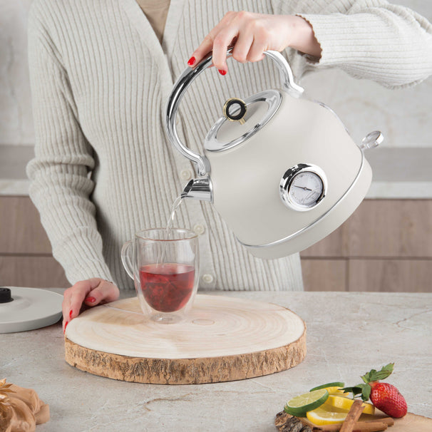 BerlingerHaus Wasserkocher Matt Crème - mit Thermometer - 1.7 Liter - 2200W