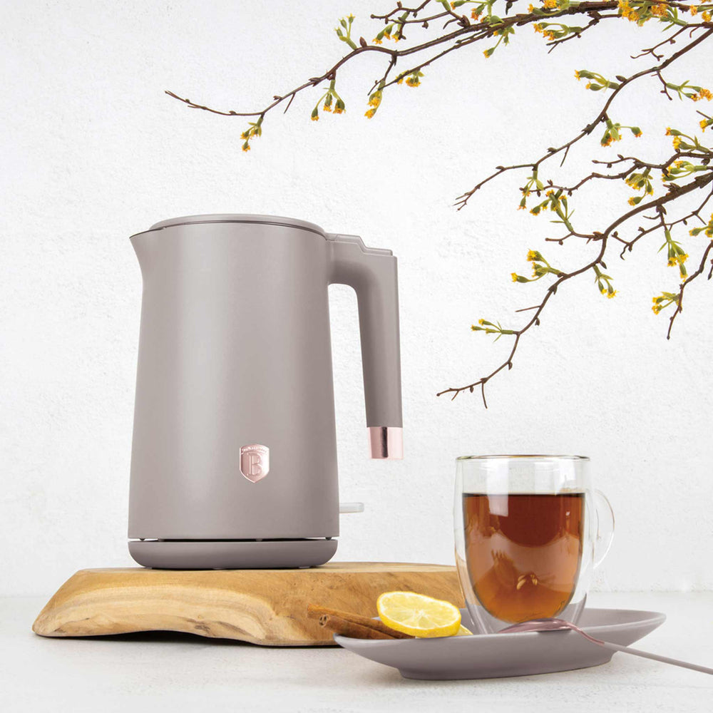 BerlingerHaus Wasserkocher Doppelwandig Taupe - 1,7 Liter - 1800W