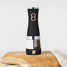 BerlingerHaus Elektrische Pfeffer- und Salzmühle Schwarz Roségold - 2-in-1 - Keramische Mühle