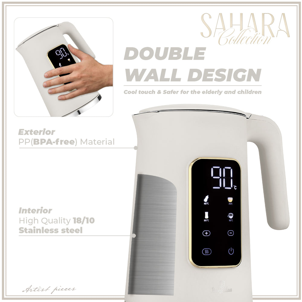 BerlingerHaus Wasserkocher Digital Matt Creme - Temperatureinstellung - 1.7 Liter - 2200W