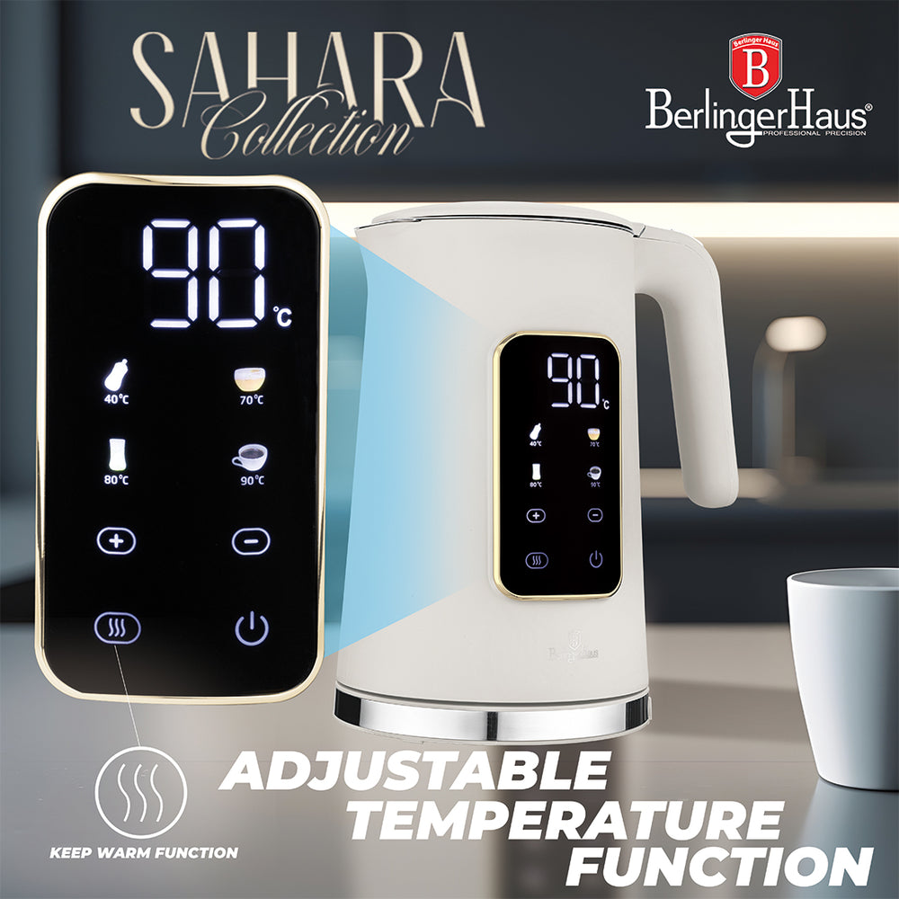 BerlingerHaus Wasserkocher Digital Matt Creme - Temperatureinstellung - 1.7 Liter - 2200W