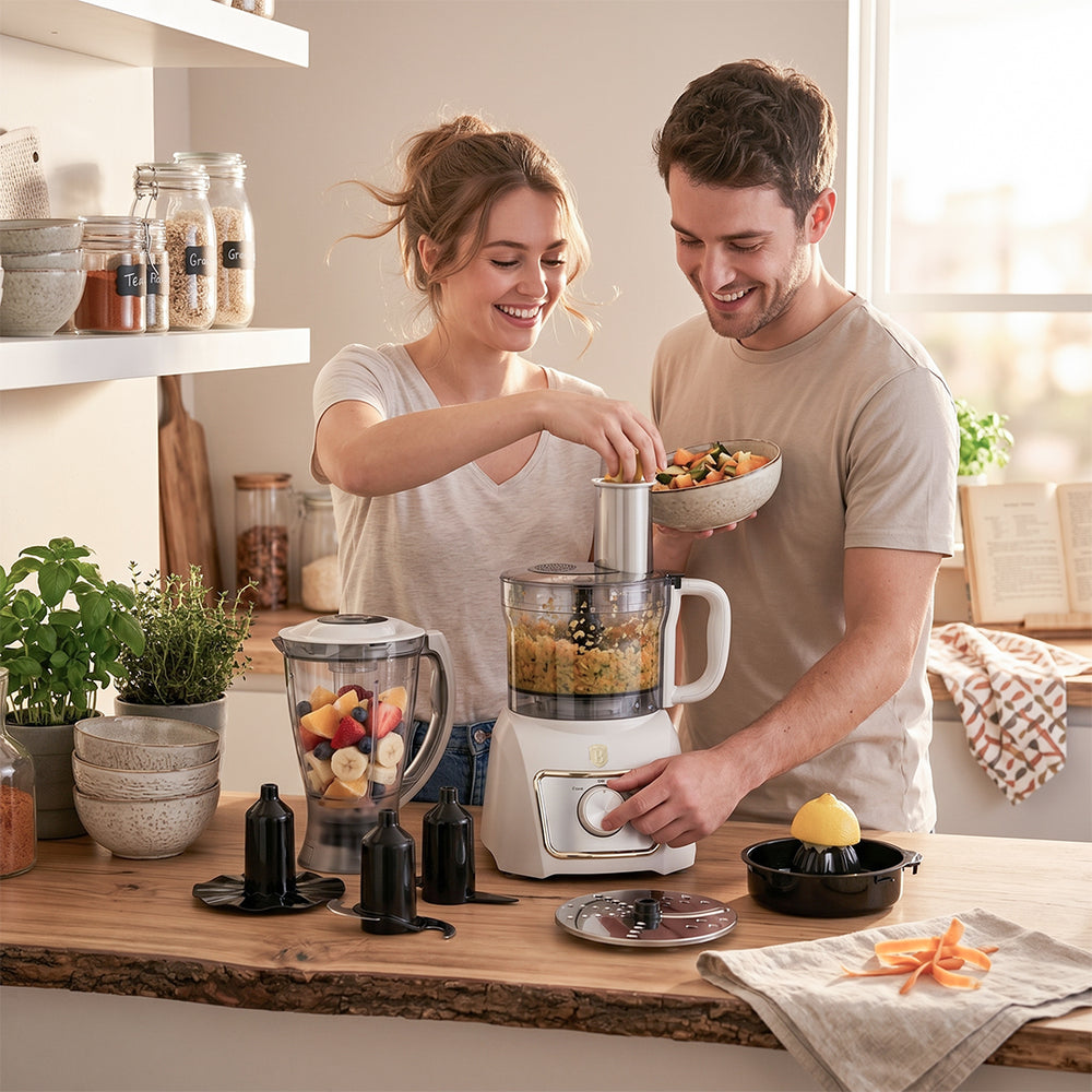 BerlingerHaus Küchenmaschine / Foodprocessor 8-in-1 Matt Creme - 500W