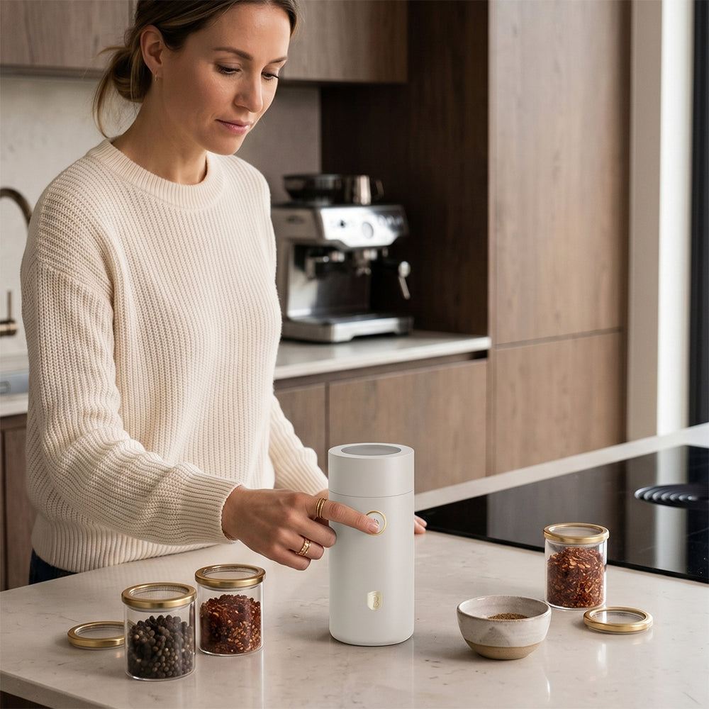 BerlingerHaus Elektrische Kaffeemühle / Kaffeebohnenmühle - Matt Crème - 150W