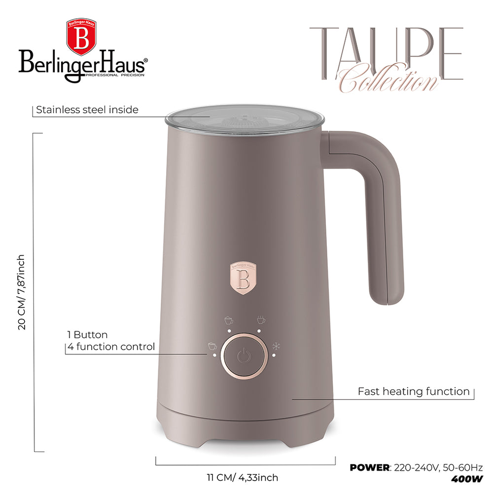 BerlingerHaus Elektrischer Milchaufschäumer 4-in-1 Taupe - 160 ml