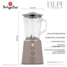 BerlingerHaus Standmixer Taupe - Glaskanne - 1,5 Liter - 1000W