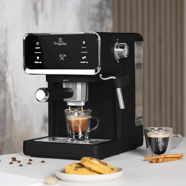 BerlingerHaus Espressomaschine / Siebträgermaschine Digital Matt Schwarz - 3-in-1 - 20 Bar - 1,0 Liter