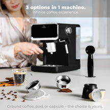BerlingerHaus Espressomaschine / Kolbenmaschine Digital Matt Schwarz - 3-in-1 - 20 Bar - 1,0 Liter