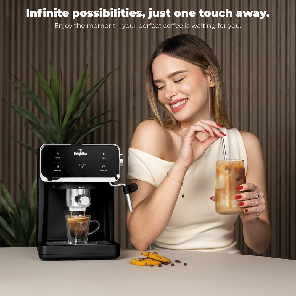 BerlingerHaus Espressomaschine / Kolbenmaschine Digital Matt Schwarz - 3-in-1 - 20 Bar - 1,0 Liter