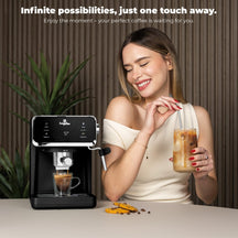 BerlingerHaus Espressomaschine / Kolbenmaschine Digital Matt Schwarz - 3-in-1 - 20 Bar - 1,0 Liter