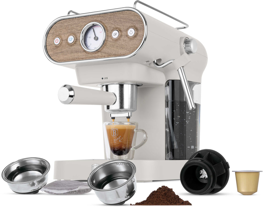 BerlingerHaus Espressomaschine / Siebträgermaschine Digital Matt Creme - 3-in-1 - 20 Bar - 1,0 Liter