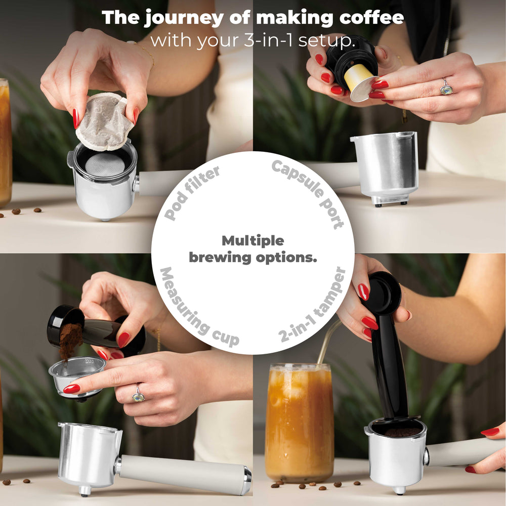 BerlingerHaus Espressomaschine / Siebträgermaschine Digital Matt Creme - 3-in-1 - 20 Bar - 1,0 Liter