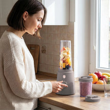 BerlingerHaus Smoothie-Maker to Go Matt Taupe - Inklusive 2 Becher - 320W