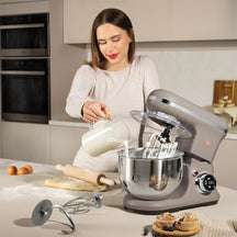 BerlingerHaus Küchenmaschine Taupe - Edelstahl Schüssel 6 Liter - 1500W