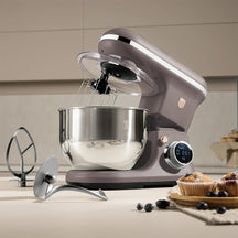BerlingerHaus Küchenmaschine Taupe - Edelstahl Schüssel 6 Liter - 1500W