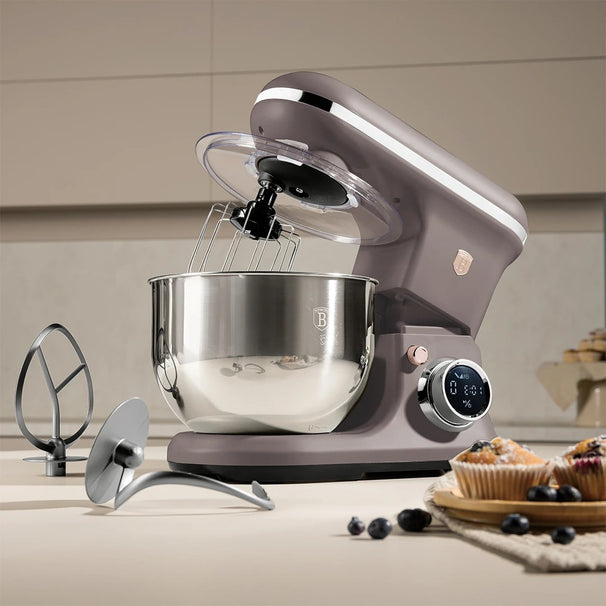 BerlingerHaus Küchenmaschine Taupe - Edelstahl Schüssel 6 Liter - 1500W