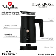 BerlingerHaus Elektrischer Milchaufschäumer 4-in-1 Schwarz Roségold - 160 ml