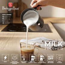 BerlingerHaus Elektrischer Milchaufschäumer 4-in-1 Schwarz Roségold - 160 ml