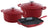 BK Topfset Bourgogne Chili Red Gietijzer 3-teilig - Bräter ø 24, 28 cm & Grillpfanne 26x26 cm - geeignet für alle Wärmequellen