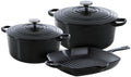 BK Topfset Bourgogne Jet Black Gusseisen 3-teilig - Bräter ø 24, 28 cm & Grillpfanne 26x26 cm - geeignet für alle Wärmequellen