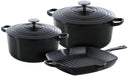 BK Topfset Bourgogne Jet Black Gusseisen 3-teilig - Bräter ø 24, 28 cm & Grillpfanne 26x26 cm - geeignet für alle Wärmequellen