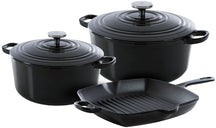 BK Topfset Bourgogne Jet Black Gusseisen 3-teilig - Bräter ø 24, 28 cm & Grillpfanne 26x26 cm - geeignet für alle Wärmequellen
