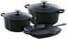BK Topfset Bourgogne Jet Black Gusseisen 3-teilig - Bräter ø 24, 28 cm & Grillpfanne 26x26 cm - geeignet für alle Wärmequellen